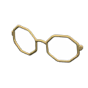 八角形眼鏡 [金色] (米色/米色)