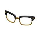 Quadrat-Browline-Brille [Schwarz] (Schwarz/Gelb)