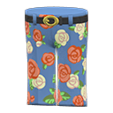 rose-print slacks [Orange roses on blue] (Blue/Brown)