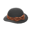 sombrero de paja con lazo [Marrón] (Negro/Marrón)