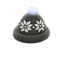 bonnet d'hiver tricoté [Noir] (Noir/Blanc)
