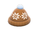 下雪針織帽 [棕色] (棕色/白色)