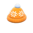bonnet d'hiver tricoté [Orange] (Orange/Blanc)