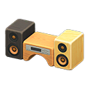 wooden-block stereo: (Mixed wood) Brown / Yellow