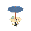 table parasol [Bois clair] (Beige/Bleu)