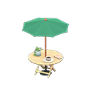 咖啡店阳伞桌 [浅木色] (米色/绿色)