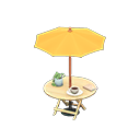 咖啡店陽傘桌 [淺木色] (米色/米色)