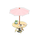 カフェなパラソルテーブル [ライトウッド] (ベージュ/ピンク)