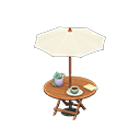 咖啡店阳伞桌 [自然木色] (棕色/白色)