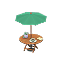 咖啡店陽傘桌 [自然木色] (棕色/綠色)