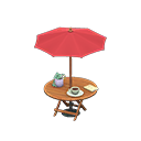 咖啡店陽傘桌 [自然木色] (棕色/紅色)