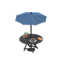 咖啡店阳伞桌 [黑色] (黑色/蓝色)