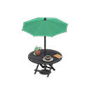 tavolo con ombrellone [Nero] (Nero/Verde)