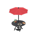 咖啡店陽傘桌 [黑色] (黑色/紅色)