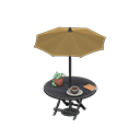 咖啡店阳伞桌 [黑色] (黑色/棕色)