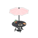 咖啡店阳伞桌 [黑色] (黑色/粉红)