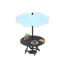 table parasol [Noir] (Noir/Bleu pâle)