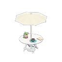 tavolo con ombrellone [Bianco] (Bianco/Bianco)