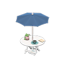 table parasol [Blanc] (Blanc/Bleu)