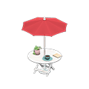 咖啡店陽傘桌 [白色] (白色/紅色)