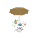 カフェなパラソルテーブル [ホワイト] (ホワイト/ブラウン)