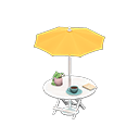 咖啡店陽傘桌 [白色] (白色/米色)