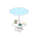 table parasol [Blanc] (Blanc/Bleu clair)