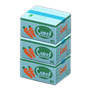 pile of cardboard boxes: (Carrots) Aqua / Orange