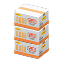 pile of cardboard boxes: (Flour) White / Orange
