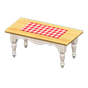 mesa alargada rústica [Blanco] (Blanco/Rojo)