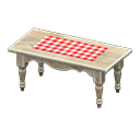 mesa alargada rústica [Madera envejecida] (Gris/Rojo)