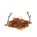leaf campfire: (Roasting marshmallows) Brown / Orange