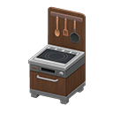 compact kitchen: (Dark wood) Brown / Gray