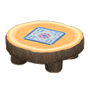 log round table: (Dark wood) Brown / Aqua