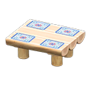 圆木餐桌 [白木色] (米色/水蓝色)