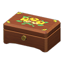 wooden music box: (Dark wood) Brown / Yellow