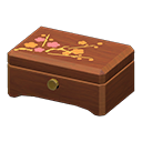 wooden music box: (Dark wood) Brown / Orange