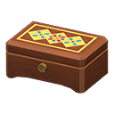 wooden music box: (Dark wood) Brown / Yellow