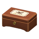 wooden music box: (Dark wood) Brown / White