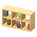 open wooden shelves