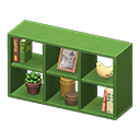 open wooden shelves [Green] (Green/Beige)