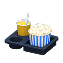 Popcorn-Snack-Set [Gesalzen & Orangensaft] (Weiß/Blau)