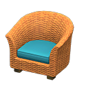 rattan armchair: (Reddish brown) Aqua / Orange
