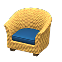 rattan armchair: (Light brown) Blue / Yellow