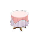 petite table ronde couverte [Rose] (Rose/Blanc)