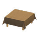 table with cloth: () Brown / Brown