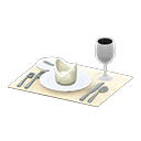 table setting: (White) White / Beige