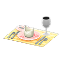 table setting: (Pink) Pink / Yellow