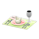 table setting: (Pink) Pink / Green