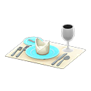 table setting: (Light blue) Aqua / Beige